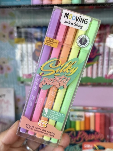 Lapiceras roller tinta gel pastel Mooving x5