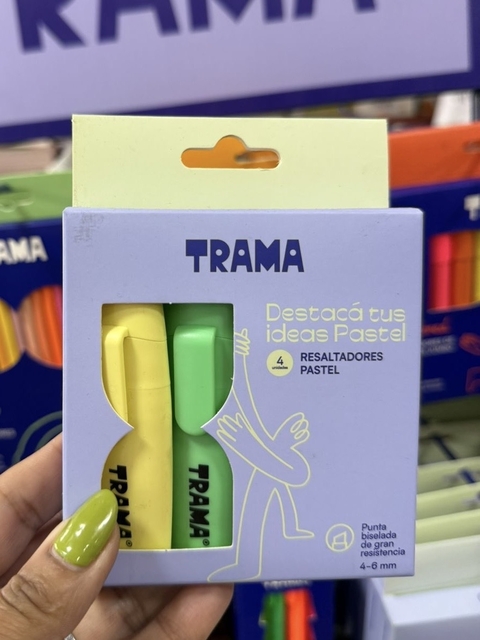 Resaltadores pasteles Trama x4