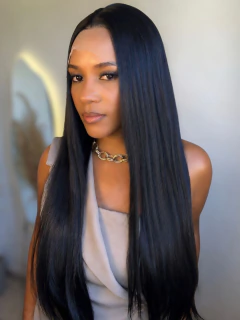 Lace Front Mirela -preto natural /visualmente puxado para o castanho escuro - comprar online