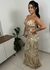 Vestido bordado em dourado