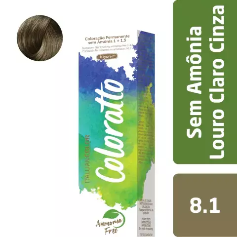 Coloração Sem Amônia Coloratto 60g Louro Claro Cinza 8.1 - comprar online