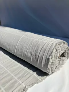 Tusor Rayado 1 ,50 ancho Gris perla raya blanca