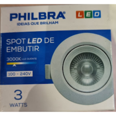 Spot Led De Embutir Mini 3w 3000k Redondo Philbra
