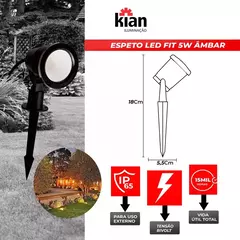 Kit 4 Espetos Luminárias Jardim Led 5w Ambar Bivolt - Kian - loja online