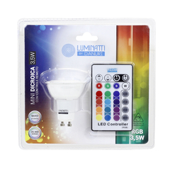 LAMPADA LED DICROICA RGB COM CONTROLE 3W GU10 - comprar online