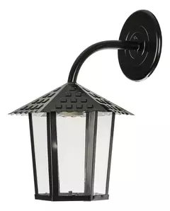 Arandela Colonial Sextavado Vidro Blumenau Preto 