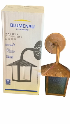 Luminaria Arandela Colonial Quadrado Vidro Blumenau Cobre