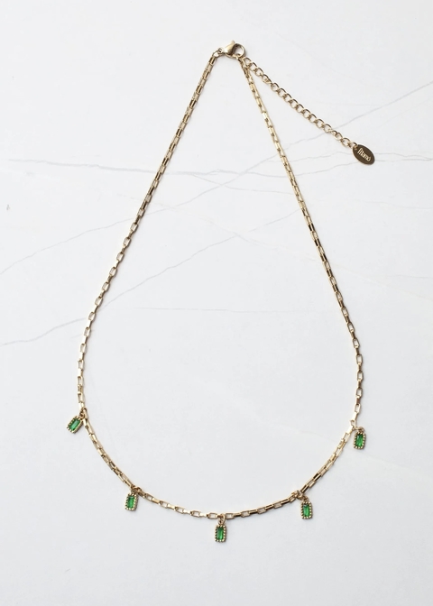 Colar Pingente Gotas - Verde