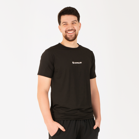 Camiseta Masculina Ritmo Manga Curta Preta