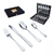 KIT FAQUEIRO MALETA PREMIUM 24 PEÇAS CONJUNTO TALHERES INOX ESTOJO MADEIRA COMP