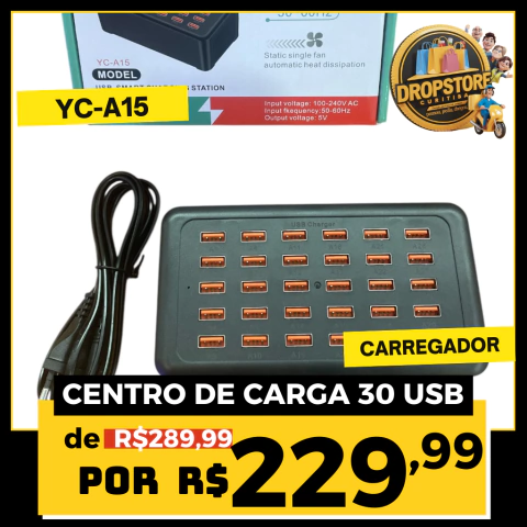 CARREGADOR 30 PORTAS USB