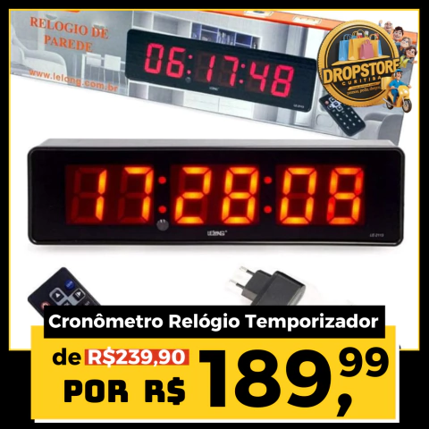 Cronômetro Relógio Led Digital Temporizador Parede Mesa Com Controle LE-2113 - (SEL) - comprar online