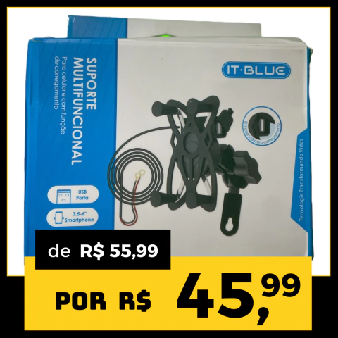 SUPORTE DE CELULAR PARA MOTO COM USB 2.1 IT-BLUE LE-041 (SEL) - comprar online