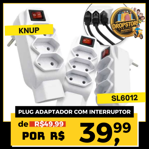 PLUG ADAPTADOR DE TOMADA COM INTERRUPTOR KNUP SL6012 (SEL) - comprar online