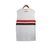 Camisa regata branca do São Paulo FC, com detalhes em vermelho e preto, vista traseira.