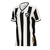 Camisa feminina do Botafogo, branca e preta, com listras verticais e logo do clube.