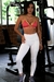 Set Top Rosado Leggins Blanco Bolsillo