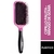 cepillo neumatico eurostil paleta cuadrado fucsia, con fuelle y mango de goma negros. puas plasticas con bolita. Sobre fondo blanco. 28cm aprox.