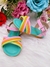 Sandália Infantil C/ Tiras Coloridas Rasteira Verde Tiffany (7425VT) - loja online