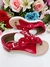 Sandália Infantil C/ Flor Pérolas e Strass Rasteira Vermelho (8209VM) - Momentomodakids