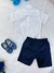 Conjunto Camisa Branca Com Short Azul Marinho C/ Cordão (3345BM) - comprar online