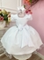 Vestido Infantil Branco Liso Aplique Laço Damas Formaturas (1543BR)