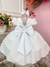 Vestido Infantil Branco Liso Aplique Laço Damas Formaturas (1543BR) na internet