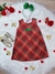 Vestido Infantil Trapézio Vermelho Xadrez Natal Festas (439VD)