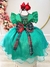 Vestido Infantil Verde C/ Broche de Flores Festas Natal (3385VD) - comprar online