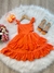 Vestido Infantil Primavera Verão Laranja Neon Saia C/ Babado (3392LN) - loja online