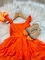 Vestido Infantil Primavera Verão Laranja Neon Saia C/ Babado (3392LN) na internet