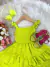 Vestido Infantil Primavera Verão Verde Neon Saia C/ Babado (3392VN) - Momentomodakidz