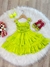 Vestido Infantil Primavera Verão Verde Neon Saia C/ Babado (3392VN)