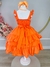 Vestido Infantil Primavera Verão Laranja Neon Saia C/ Babado (3392LN) - Momentomodakids