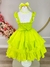 Vestido Infantil Primavera Verão Verde Neon Saia C/ Babado (3392VN) - loja online