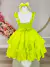 Vestido Infantil Primavera Verão Verde Neon Saia C/ Babado (3392VN) - loja online