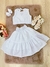 Conjunto Meninas Branco Cropped e Saia Mid Bordado Luxo (3408BC) - comprar online