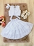 Conjunto Meninas Branco Cropped e Saia Mid Bordado Luxo (3408BC) na internet