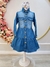 Vestido infantil Jeans Azul Com Bolsos Casual Luxo (0122JN)