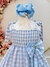 Vestido Infantil de Alça Xadrez Azul Claro C/ Broche Casual (1308AZ) - comprar online