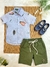 Conjunto Camisa Azul Com Bermuda Verde Musgo de Cordão (3514AV)