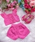 Conjunto Blogueirinha Sarja Shorts Rosa Chiclete (CNJTBLGSHRTRSCHCL)