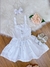 Vestido infantil de Alça Branco C/ Apliques de Flores Luxo (0150BR)