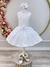 Vestido infantil de Alça Branco C/ Apliques de Flores Luxo (0150BR) na internet