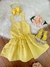 Vestido infantil de Alça Amarelo C/ Apliques de Flores Luxo (0150AM)