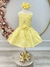 Vestido infantil de Alça Amarelo C/ Apliques de Flores Luxo (0150AM) - comprar online