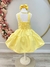 Vestido infantil de Alça Amarelo C/ Apliques de Flores Luxo (0150AM) na internet