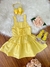 Vestido infantil de Alça Amarelo C/ Apliques de Flores Luxo (0150AM) - comprar online