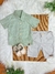 Conjunto Meninos Camisa Verde Mescla Bermuda Bege Casual (1338VB)