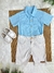 Conjunto Meninos Camisa Azul Mescla Bermuda Bege Casual (1338AB) - comprar online